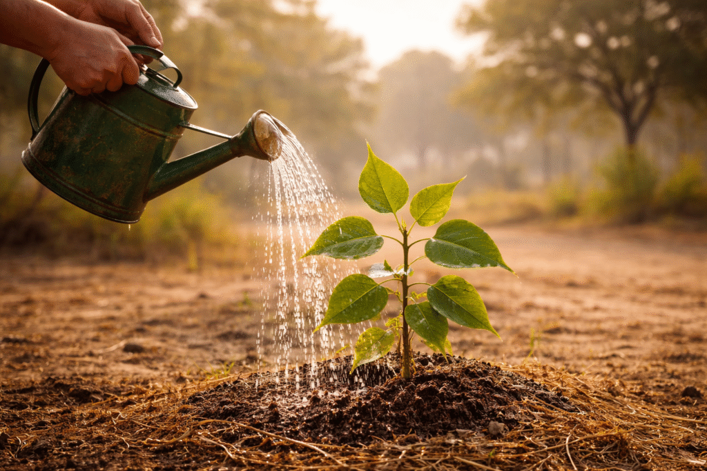 WATERING THE PEEPAL TREE