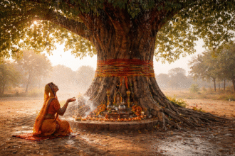WORSHIPPING THE PEEPAL TREE