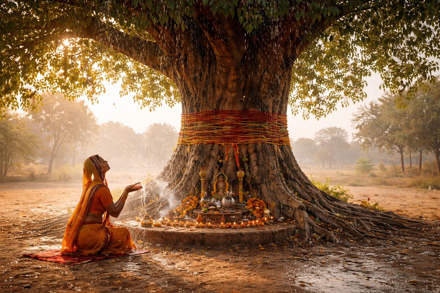 WORSHIPPING THE PEEPAL TREE