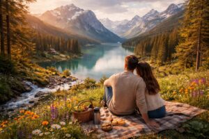 COUPLE IN THE LAP OF NATURE